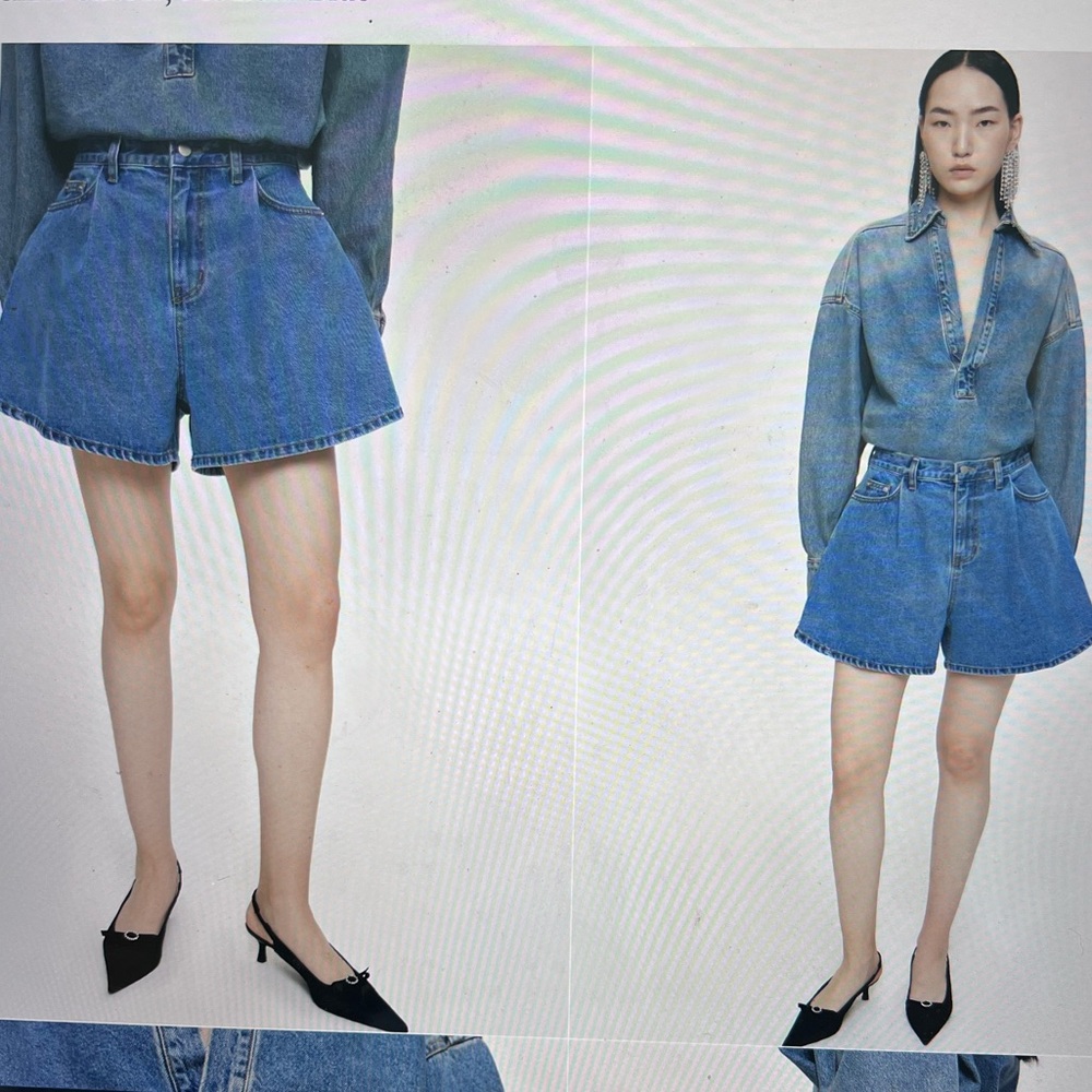 Source Unknown Flared Denim Shorts
